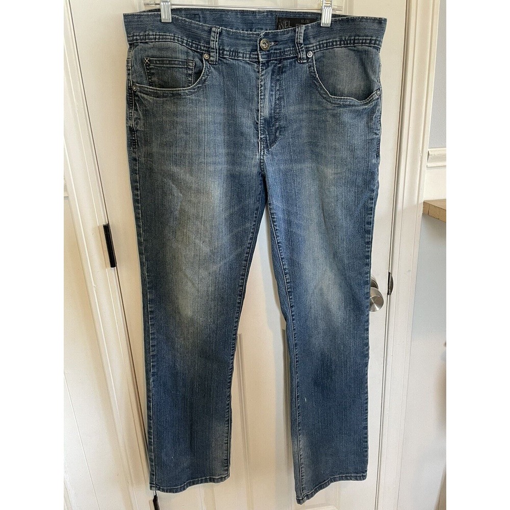 TK AXEL Jeans Mens 34x32 Slim Boot Blue Denim Medium Wash 5 Pocket